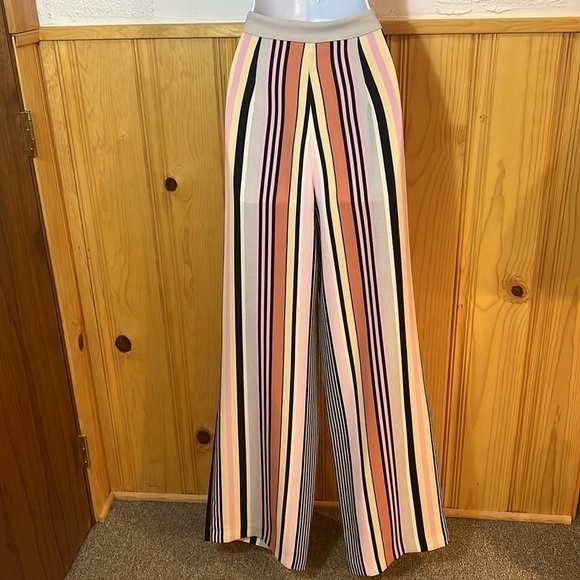 NWT Badgley Mischka Collection Colorful Striped Wide Leg Pants Sz-2 - Picture 5 of 10